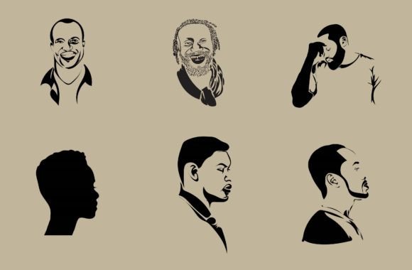 Black Man, Black Woman, Silhouette Set