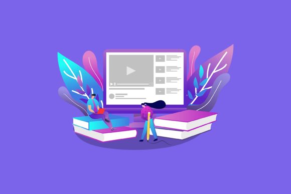 Flat Illustration Two People Learn: A Design Asset for Modern Education