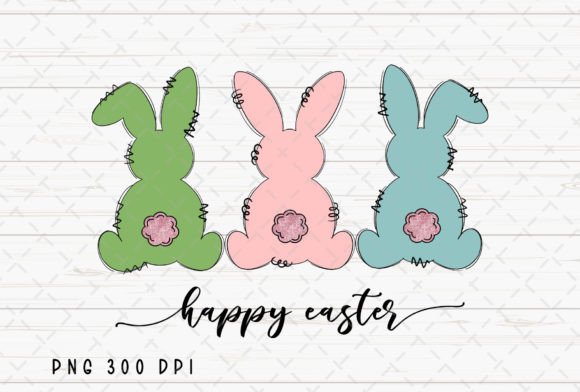 Happy Easter Three Bunnies Bunny PNG: A Fresh Asset for Seasonal Projects