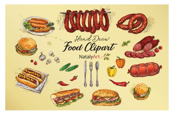 Painted Food Clip Art: A Fresh Set of Hand-Drawn Design Assets
